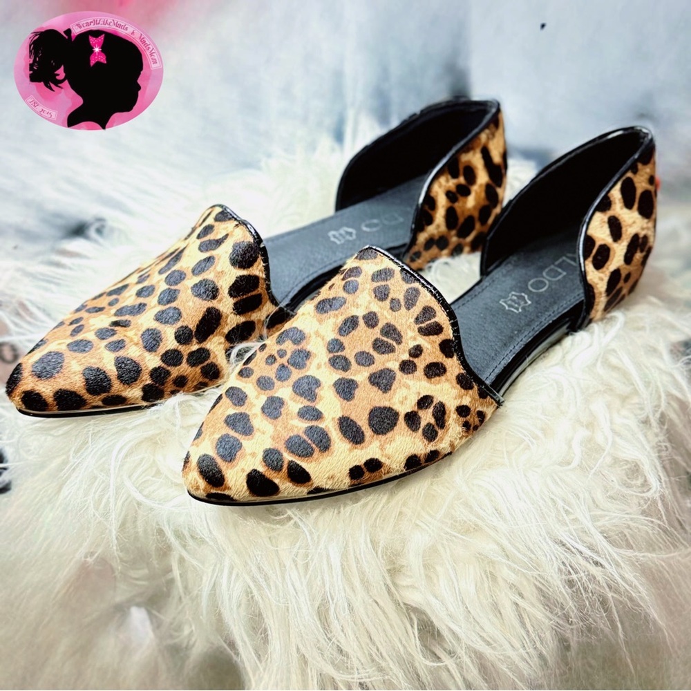 🧳 Aldo Leopard Print in Hair-calf Pointed-toe Flats